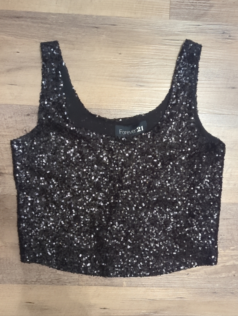 Forever 21 Black Sequin Crop Top